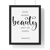 Faith Culture - Beauty for Ashes - Isaiah 61:3 - Christian Wall Art 11″ x 14″ Black