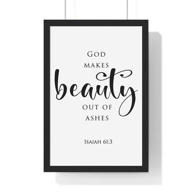 Faith Culture - Beauty for Ashes - Isaiah 61:3 - Christian Wall Art 12″ x 18″ Black