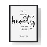 Faith Culture - Beauty for Ashes - Isaiah 61:3 - Christian Wall Art 18″ x 24″ Black