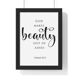 Faith Culture - Beauty for Ashes - Isaiah 61:3 - Christian Wall Art 8" x 11" Black