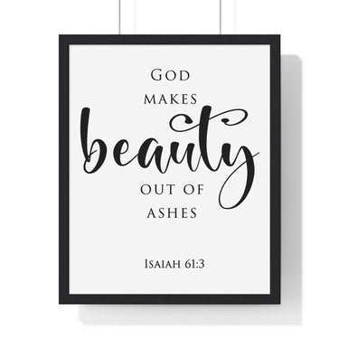 Faith Culture - Beauty for Ashes - Isaiah 61:3 - Christian Wall Art 16" x 20" Black