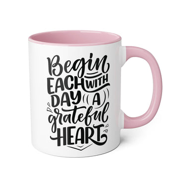 Faith Culture - Begin Each Day with a Grateful Heart - Christian Thanksgiving Accent Mug, 11oz