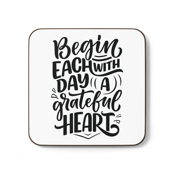Faith Culture - Begin Each Day with a Grateful Heart - Christian Thanksgiving Coaster 3.5" × 3.5" Square Hardboard
