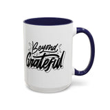 Faith Culture - Beyond Grateful - Christian Thanksgiving Accent Coffee Mug, 11oz and 15oz 15oz Navy