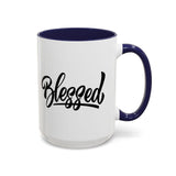 Faith Culture - Blessed - Christian Thanksgiving Accent Coffee Mug, 11oz and 15oz 15oz Navy