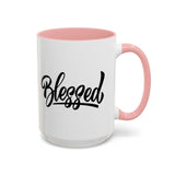 Faith Culture - Blessed - Christian Thanksgiving Accent Coffee Mug, 11oz and 15oz 15oz Pink
