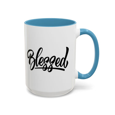 Faith Culture - Blessed - Christian Thanksgiving Accent Coffee Mug, 11oz and 15oz 15oz Light Blue