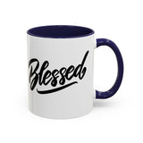 Faith Culture - Blessed - Christian Thanksgiving Accent Coffee Mug, 11oz and 15oz 11oz Navy