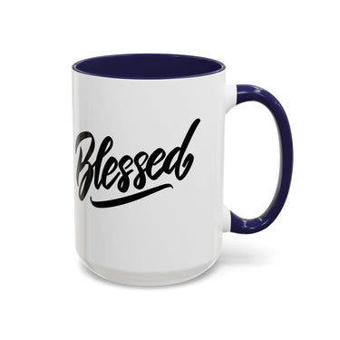 Faith Culture - Blessed - Christian Thanksgiving Accent Coffee Mug, 11oz and 15oz 15oz Navy