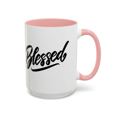 Faith Culture - Blessed - Christian Thanksgiving Accent Coffee Mug, 11oz and 15oz 15oz Pink