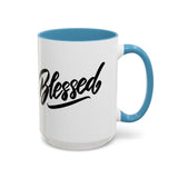 Faith Culture - Blessed - Christian Thanksgiving Accent Coffee Mug, 11oz and 15oz 15oz Light Blue
