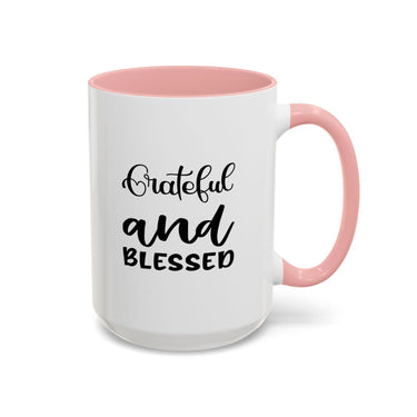 Faith Culture - Blessed - Christian Thanksgiving Accent Coffee Mug, 11oz and 15oz 15oz Pink