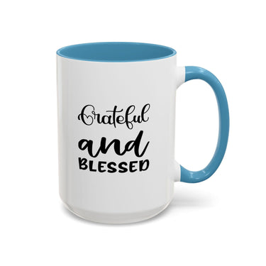 Faith Culture - Blessed - Christian Thanksgiving Accent Coffee Mug, 11oz and 15oz 15oz Light Blue