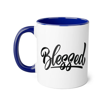 Faith Culture - Blessed - Christian Thanksgiving Accent Mug, 11oz Blue 11oz