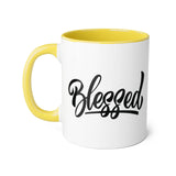 Faith Culture - Blessed - Christian Thanksgiving Accent Mug, 11oz Yellow 11oz