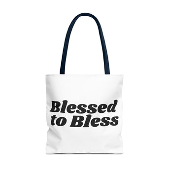 Faith Culture - Blessed to Bless Christian Tote Bag Thanksgiving Gift Everyday Carryall 18" × 18'' Navy