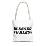 Faith Culture - Blessed to Bless Christian Tote Bag Thanksgiving Gift Inspirational Carryall 13" × 13'' Beige