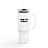 Blessed to Bless Insulated Travel Christian Thanksgiving Mug 40oz White