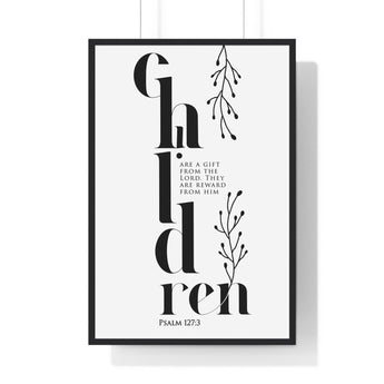 Faith Culture - Blessing of Children - Psalm 127:3 - Christian Wall Art 24″ x 36″ Black