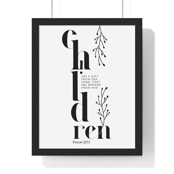 Faith Culture - Blessing of Children - Psalm 127:3 - Christian Wall Art 11″ x 14″ Black