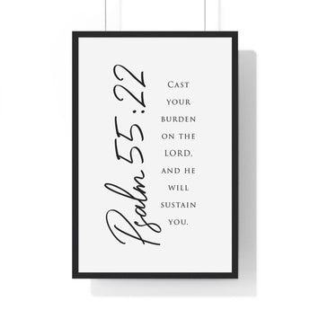 Faith Culture - Cast Your Burden - Psalm 55:22 - Christian Wall Art 20" x 30" Black
