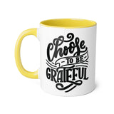 Faith Culture - Choose to Be Grateful - Christian Thanksgiving Accent Mug, 11oz Yellow 11oz