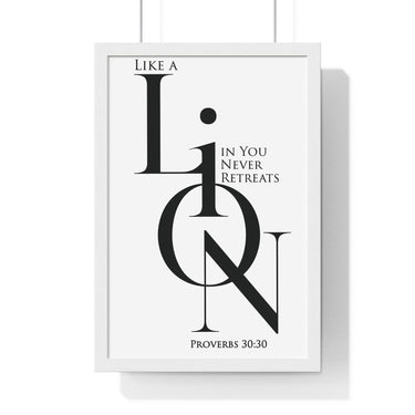 Faith Culture - Christian Home Décor - A Lion, Mighty Among Beasts - Proverbs 30:30 Wall Art 12″ x 18″ White