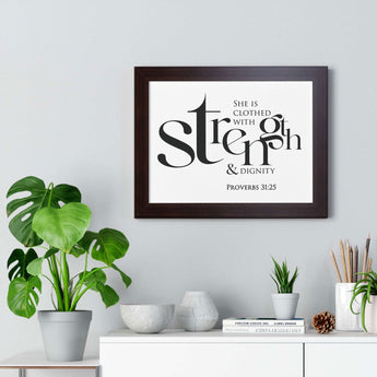 Faith Culture - Christian Home Décor - Clothed with Strength and Dignity - Proverbs 31:25 Wall Art