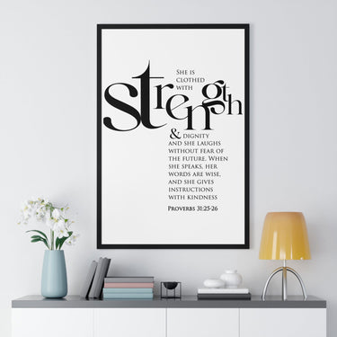 Faith Culture - Christian Home Décor - Clothed with Strength and Dignity, Speaks with Wisdom - Proverbs 31:25-26 Wall Art