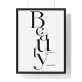 Faith Culture - Christian Home Décor - Crown of Beauty Instead of Ashes - Isaiah 61:3 Wall Art 18″ x 24″ Black