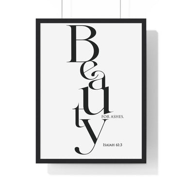 Faith Culture - Christian Home Décor - Crown of Beauty Instead of Ashes - Isaiah 61:3 Wall Art 18″ x 24″ Black