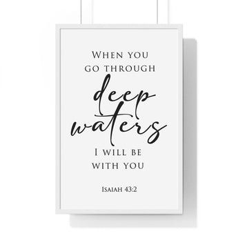 Faith Culture - Christian Home Decor - Divine Protection - Isaiah 43:2 Wall Art 20" x 30" White