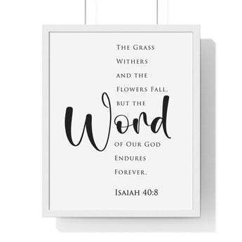 Faith Culture - Christian Home Décor - Eternal Blossom - Isaiah 40:8 Wall Art 16" x 20" White
