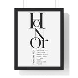 Faith Culture - Christian Home Décor - Honor's Embrace - Proverbs 31:31 Wall Art 11″ x 14″ Black