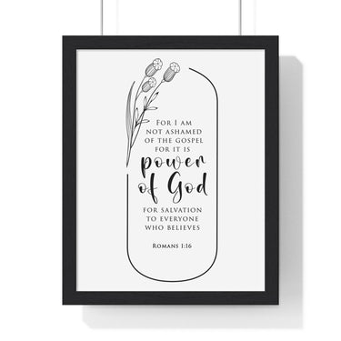 Faith Culture - Christian Home Décor - Power of God - Romans 1:16 - Christian Wall Art 11″ x 14″ Black