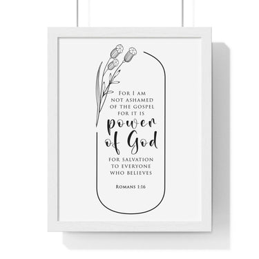 Faith Culture - Christian Home Décor - Power of God - Romans 1:16 - Christian Wall Art 11″ x 14″ White