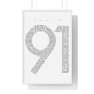 Faith Culture - Christian Home Decor - Psalm 91 Wall Art 20" x 30" White