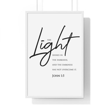 Faith Culture - Christian Home Décor - Radiant Dawn - John 1:5 - Christian Wall Art 20" x 30" White