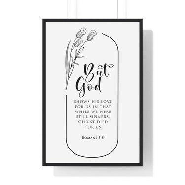 Faith Culture - Christian Home Décor - Redeeming Love - Romans 5:8 - Christian Wall Art 24″ x 36″ Black