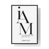 Faith Culture - Christian Home Décor - Resurrection and Life - John 11:25 - Christian Wall Art 24″ x 36″ Black