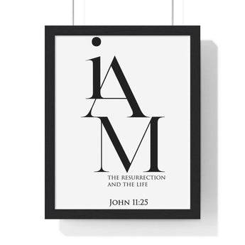 Faith Culture - Christian Home Décor - Resurrection and Life - John 11:25 - Christian Wall Art 11″ x 14″ Black