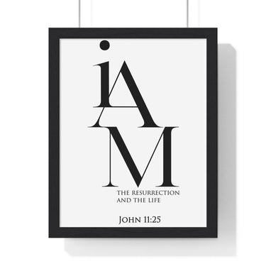 Faith Culture - Christian Home Décor - Resurrection and Life - John 11:25 - Christian Wall Art 11″ x 14″ Black