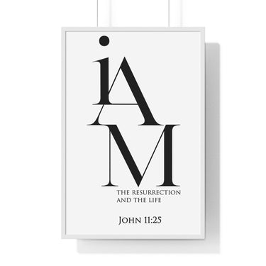 Faith Culture - Christian Home Décor - Resurrection and Life - John 11:25 - Christian Wall Art 24″ x 36″ White