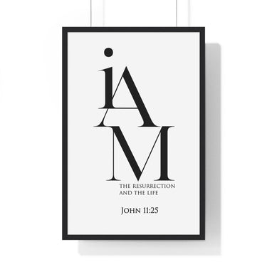 Faith Culture - Christian Home Décor - Resurrection and Life - John 11:25 - Christian Wall Art 20" x 30" Black