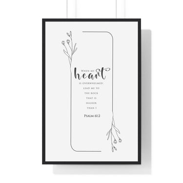 Faith Culture - Christian Home Décor - Rock of Refuge - Psalm 61:2 - Wall Art 24″ x 36″ Black