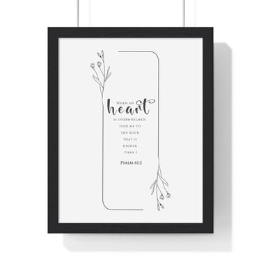 Faith Culture - Christian Home Décor - Rock of Refuge - Psalm 61:2 - Wall Art 11″ x 14″ Black