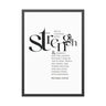 She Is Clothed with Strength and Dignity Framed Wall Art | Proverbs 31:25–26 28" x 40" (Vertical) Black Frame Fine Art