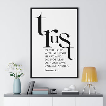 Faith Culture - Christian Home Décor - Trust in the Lord with All Your Heart - Proverbs 3:5 Wall Art 24″ x 36″ Black