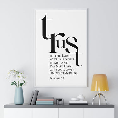 Faith Culture - Christian Home Décor - Trust in the Lord with All Your Heart - Proverbs 3:5 Wall Art 24″ x 36″ White