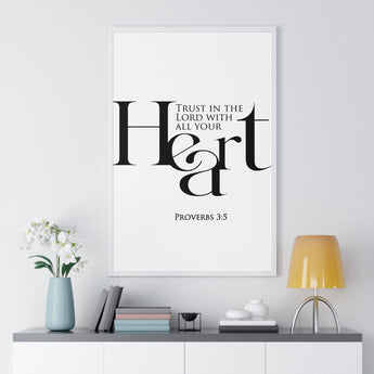 Faith Culture - Christian Home Décor - Trust in the Lord with All Your Heart - Proverbs 3:5 Wall Art 24″ x 36″ White